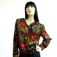 DESIGNER Vintage Valentino Blouse 1980s Silk Floral 