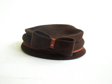Vintage Chocolate Brown Velour Stack Hat