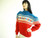 Vintage Hand Knit Multi Color Puff Sweater