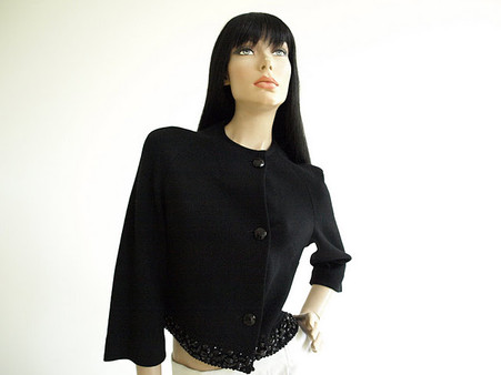 Vintage 1950s Kimberly Black Jeweled Sweater