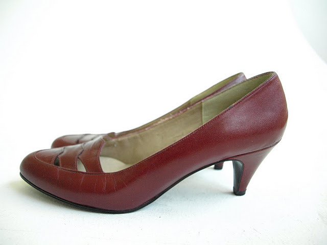 Vintage Shoes | Vintage Selby Crimson Red Peek A Boo Pump