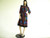 Vintage 1980's Leslie Fay Rainbow Stripe Print Dress