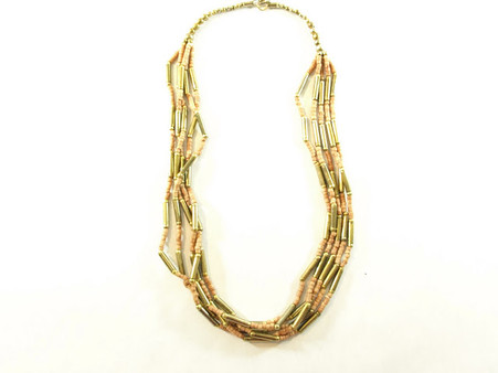 Vintage Beaded Necklace - 5 Strand Metallic Bronze Twist at Borough Vintage.
