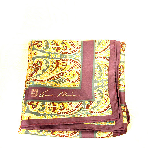 Vintage Scarves | Vintage Designer Anne Klein Purple Paisley Print Scarf