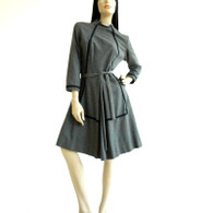 Vintage 1960's Charcoal Wool A-Line Dress