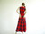 Vintage 1960/70's Red Plaid Sleeveless Maxi Dress