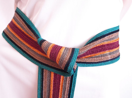 Vintage 1970's/1980's Christian Dior Teal Stripe Cinch Belt