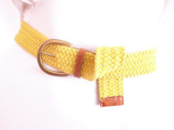 Vintage 1980's Yellow Woven Stretch Belt