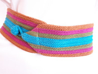 Vintage 1980's Stripe Crochet Sash Belt