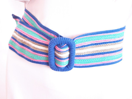 Vintage 1980's Blue Stripe Sash Belt
