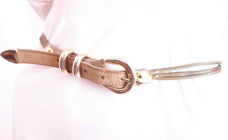 Vintage 1980's Gold Mesh Slinky Leather Belt