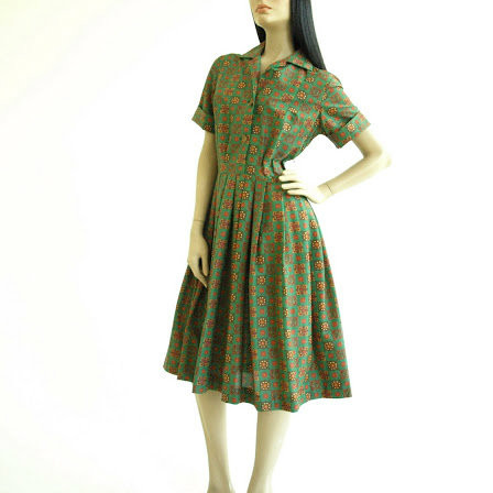 green 1950s dress