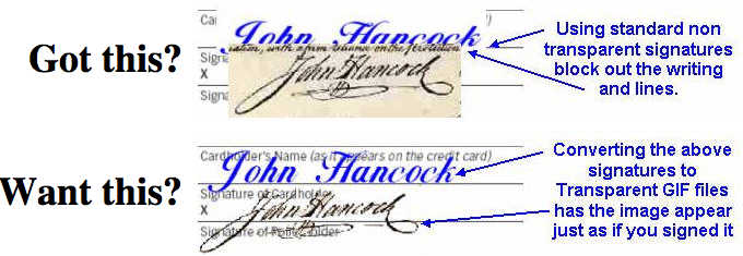 How to create a digital or electronic signature, showing before and after