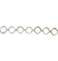 Sterling Silver Chain Hammered and Smooth Diamond 14.3mm - per foot(23907)