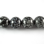 Snowflake Obsidian 4mm Round Bead - by the strand(53098)