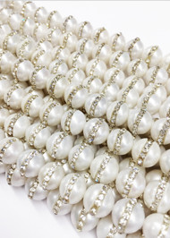 White Potato Freshwater Pearls with Cubic Zirconia 10-11mm (by the strand)