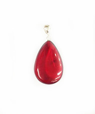 Baltic Amber Pendant-Drop Shape-Red Color-SS925-Top Drilled(54638)