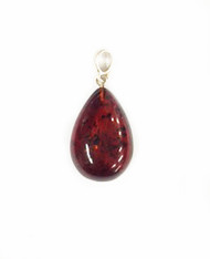 Baltic Amber Pendant-Drop Shape-Cherry Color-Ag925(54636)