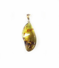 Baltic Amber Pendant Wave Green Color-.925 Bail(54646)