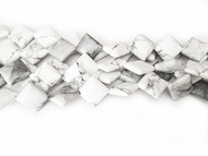 White Howlite Diamond 14x5mm Square Bead - by the strand