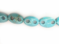 Turquoise (Dyed) Cracked Howlite 2-Hole Oval 12x18x40mm(31100)