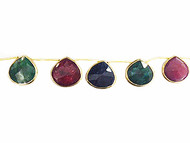 Ruby, Emerald, & Sapphire Fac. Briolette w/ Vermeil(39037)