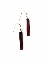 Baltic Amber Earrings/Rectangular/Cherry Color .925 Earwire(54851)