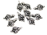TierraCast Antique Silver Beaded Leaves Charm each 