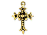 TierraCast Antique Gold Fleur Cross Charm each(20142)