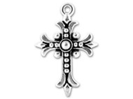 TierraCast Antique Silver Fleur Cross Charm each(20141)