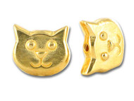 TierraCast Bright Gold Cat Face Bead each 