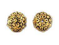 TierraCast Antique Gold Floral Round Bead - Each(20410)