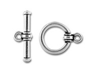 TierraCast Antique Silver Bar And Ring Toggle Clasp Set each