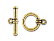 TierraCast Antique Gold Bar And Ring Toggle Clasp Set each