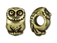 TierraCast Antique Brass Owl Large Hole Bead - Each(35665)
