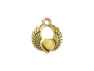 TierraCast Antique Gold Winged Heart Charm each(27963)