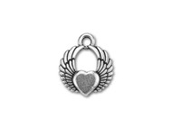 TierraCast Antique Silver Winged Heart Charm each(27962)