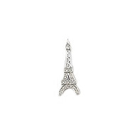 Charm Eiffel Tower 25mm with CZ Rhodium Plated - each