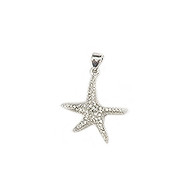Pendant Starfish 22x25mm with CZ Rhodium plated - each(57795)