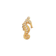 Seahorse Gold Plated Copper Charm with Cubic Zirconias 28mm