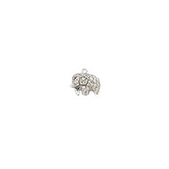 Charm Elephant Pink 10mm with CZ Silver Plated Copper - each