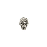 CZ Bead Laughing Skull 18mm Silver Plated Copper - each