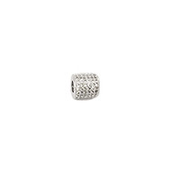 Tube Silver Plated Copper Bead with Cubic Zirconias 8mm