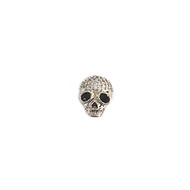 Wide Eyed Skull Bead Silver-Plated Copper with Cubic Zirconias 12mm
