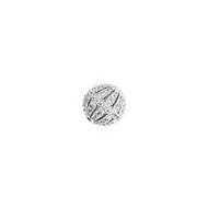 Round Bead Rhodium-Plated Copper with Cubic Zirconias 12mm