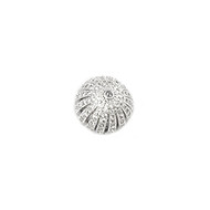Round Bead Rhodium-Plated Copper with Cubic Zirconias 16mm