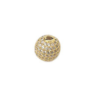 CZ Bead 16mm Round with Gold Plated Copper - each(58856)