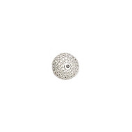 Saucer Bead Silver-Plated Copper with Cubic Zirconias 14mm