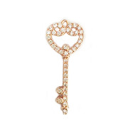 Heart Key Pendant Gold-Plated Copper with Cubic Zirconias 35mm