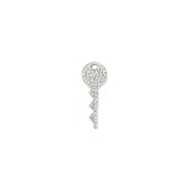 Charm Key 20mm with CZ Silver Plated Copper - each